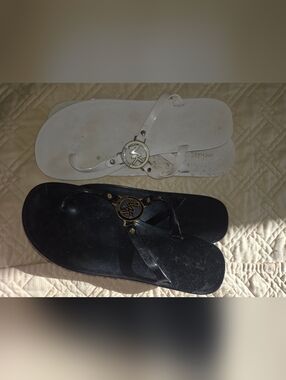 Michael Kors Black & White Jelly Logo Thong Sandals